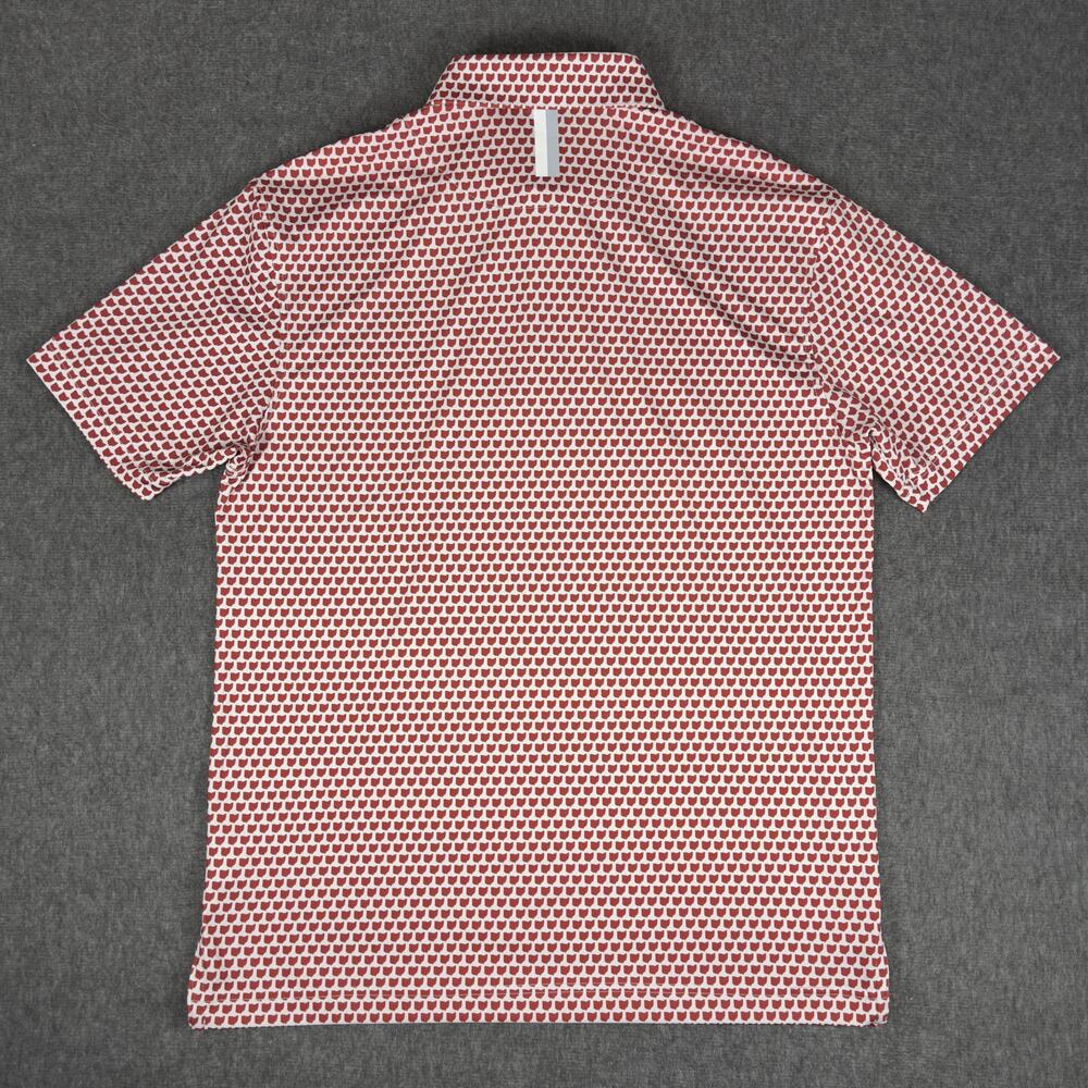 Rhoback Polo Shirt Mens Small Red Ohio AOP Golf Performance Stretch Jersey Knit - Picture 6 of 11